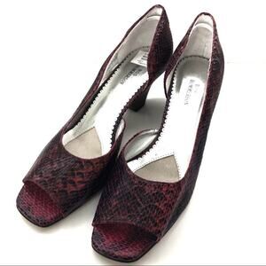 ROS HOMMERSON faux snakeskin peep toe heels